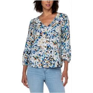 Liverpool LA women's blouse abstract print NWT Size petite XS office church
